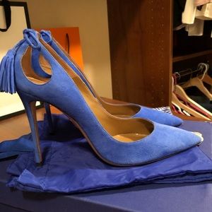 Aquazzura Forever Marilyn Blue Suede 105
